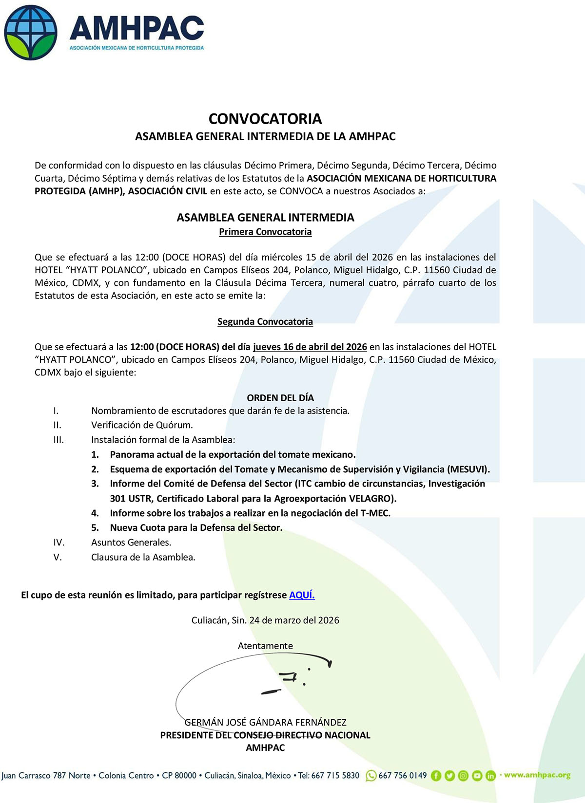Convocatoria Asamblea Intermedia AMHPAC 2026