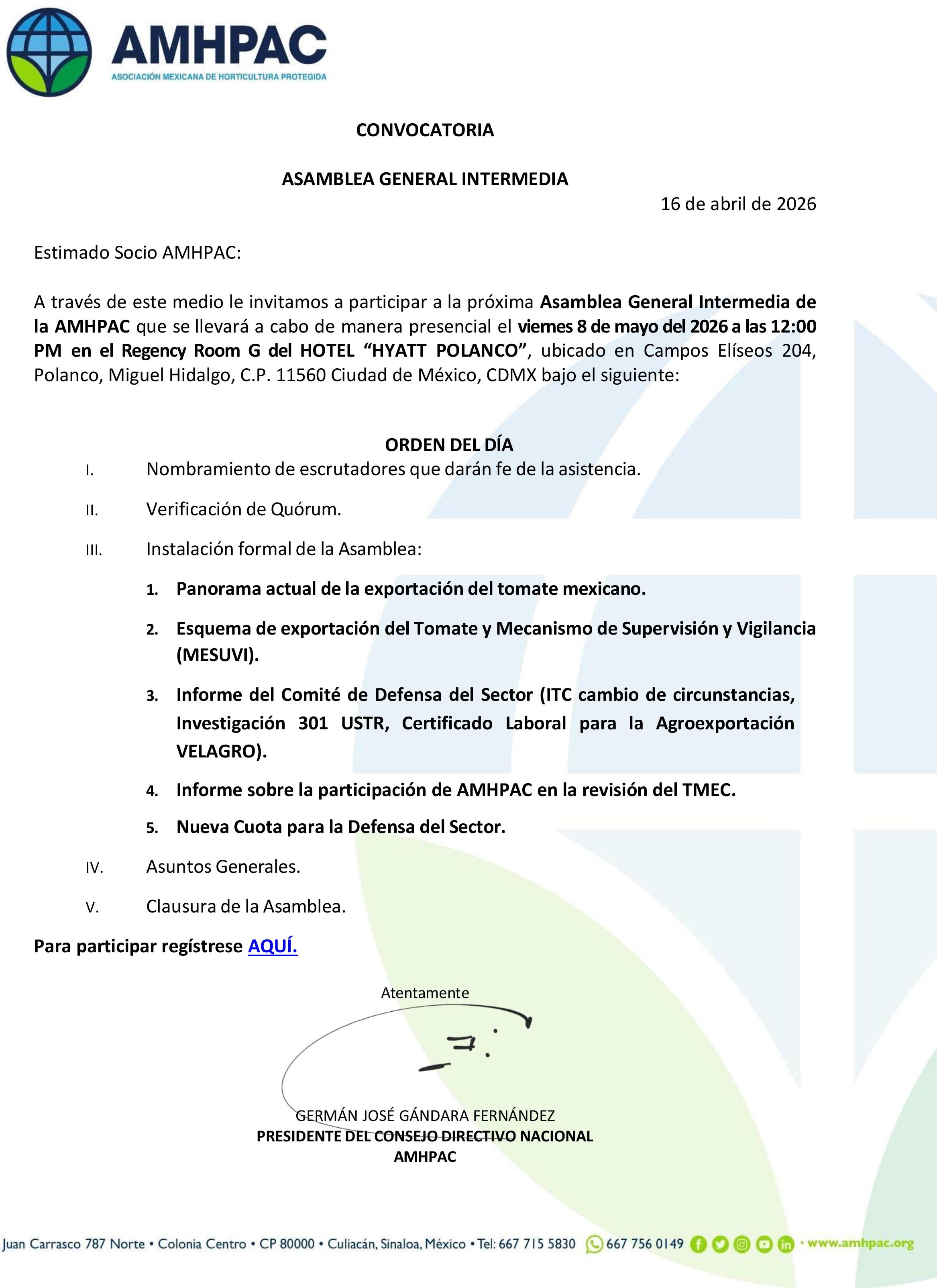 Convocatoria Asamblea Intermedia AMHPAC