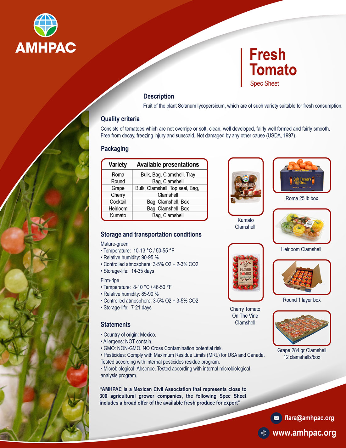 Fichas tecnicas amhpac tomato